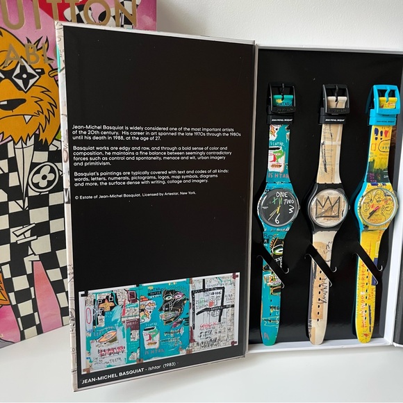 SWATCH x JEAN-MICHEL BASQUIAT TRIPTYCH Set of 3 Watch Limited Edition Moon - Picture 3 of 7